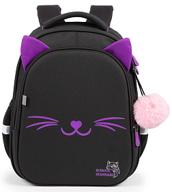 Шкільний рюкзак з ортопедичною спинкою для дівчинки School Standard 38х30х18 см з Котиком в 1 клас (150-48)